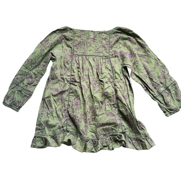 Anthro Edme & Esyllte Green Floral Pintuck Blouse 4 Peasant Fairy Cottagecore - Picture 6 of 6